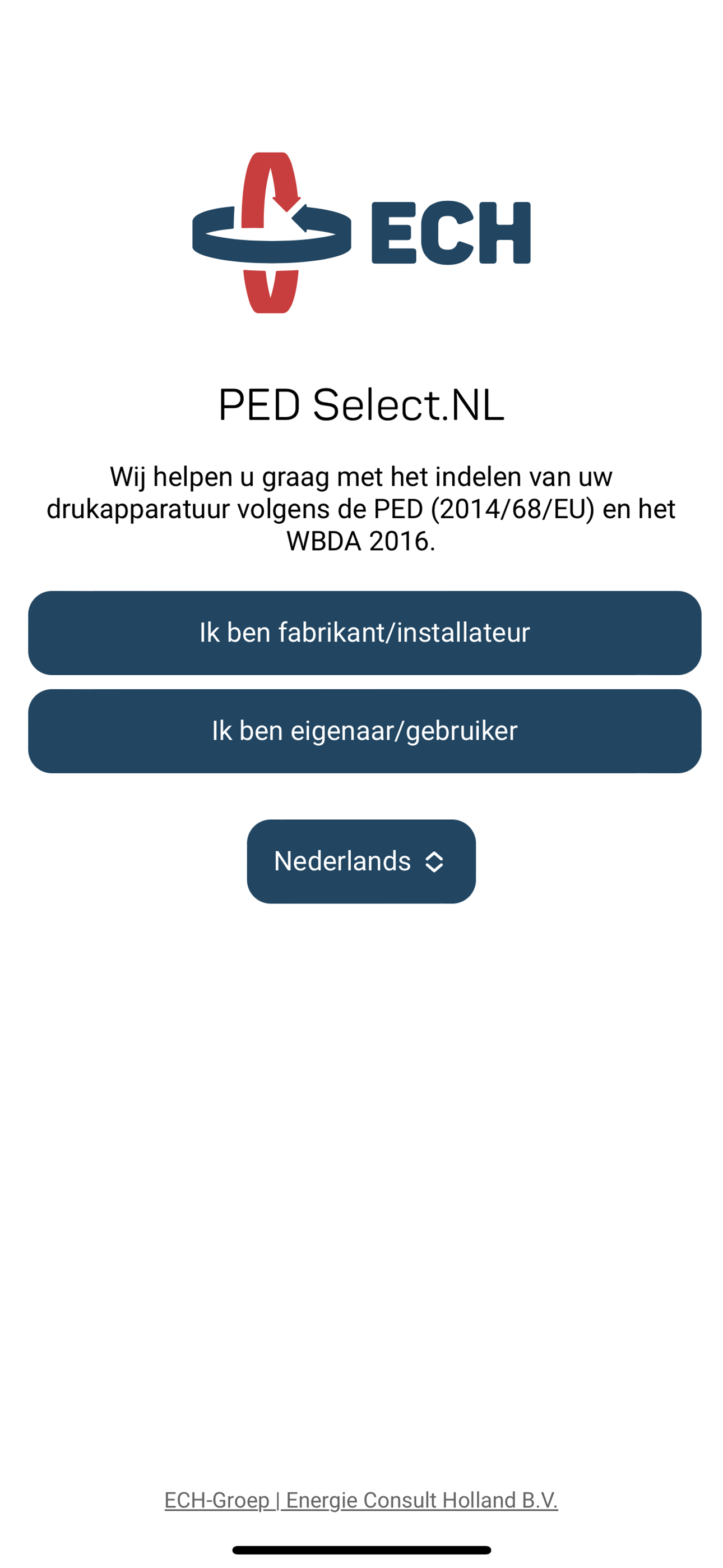 PED select.NL app (Hybride App)